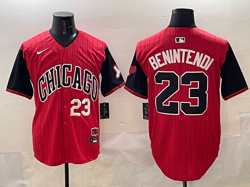 Men Chicago White Sox #23 Benintendi Red Stripe Joint Name 2025 Nike MLB Jersey style 3